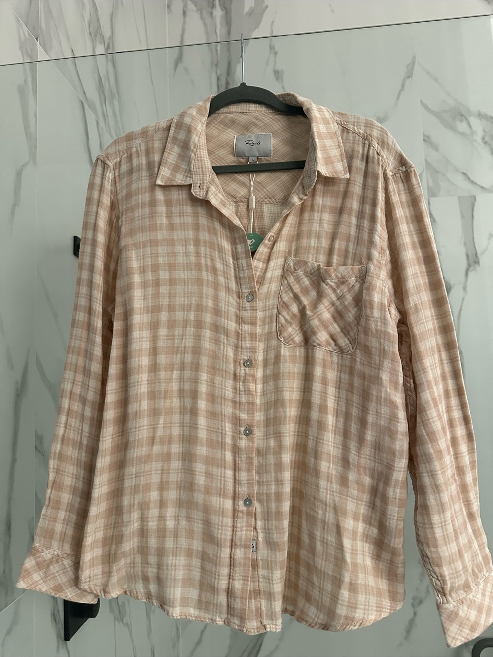 NWT Rails Sand Cream Plaid Shirt Size L